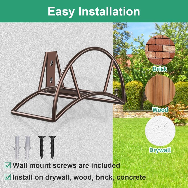TomCare Garden Hose Holder Heavy Duty Water Hose Holder Wall Mount Hose Hanger Decorative Durable Garden Hose Storage Hose Reel Solid Metal Hose Stand Sturdy Hose Holders for Outside Yard, Bronze - Image 4